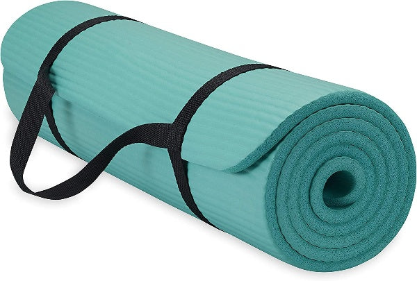 Thick Stretch Mat Fitness & Exercise Mat with Easy-Cinch Yoga Mat Carrier Strap, 72"L x 24"W x 2/5 Inch Thick