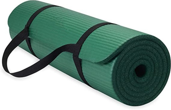 Thick Stretch Mat Fitness & Exercise Mat with Easy-Cinch Yoga Mat Carrier Strap, 72"L x 24"W x 2/5 Inch Thick